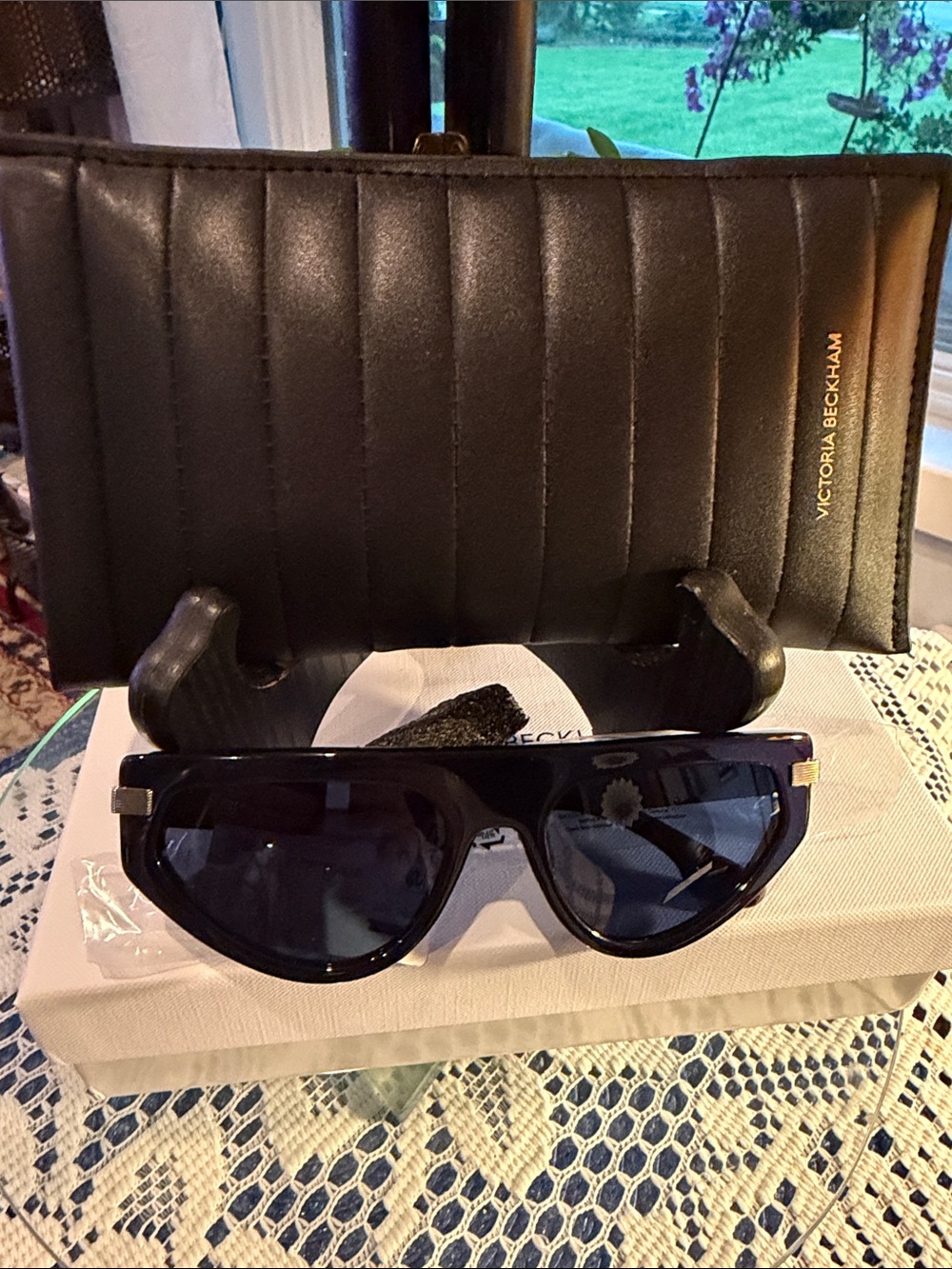 Victoria Beckham Black Sunglasses with Gold Accents